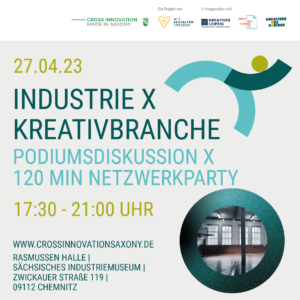 Veranstaltungsankündigung Kreativbranche x Industrie mit allen Daten 